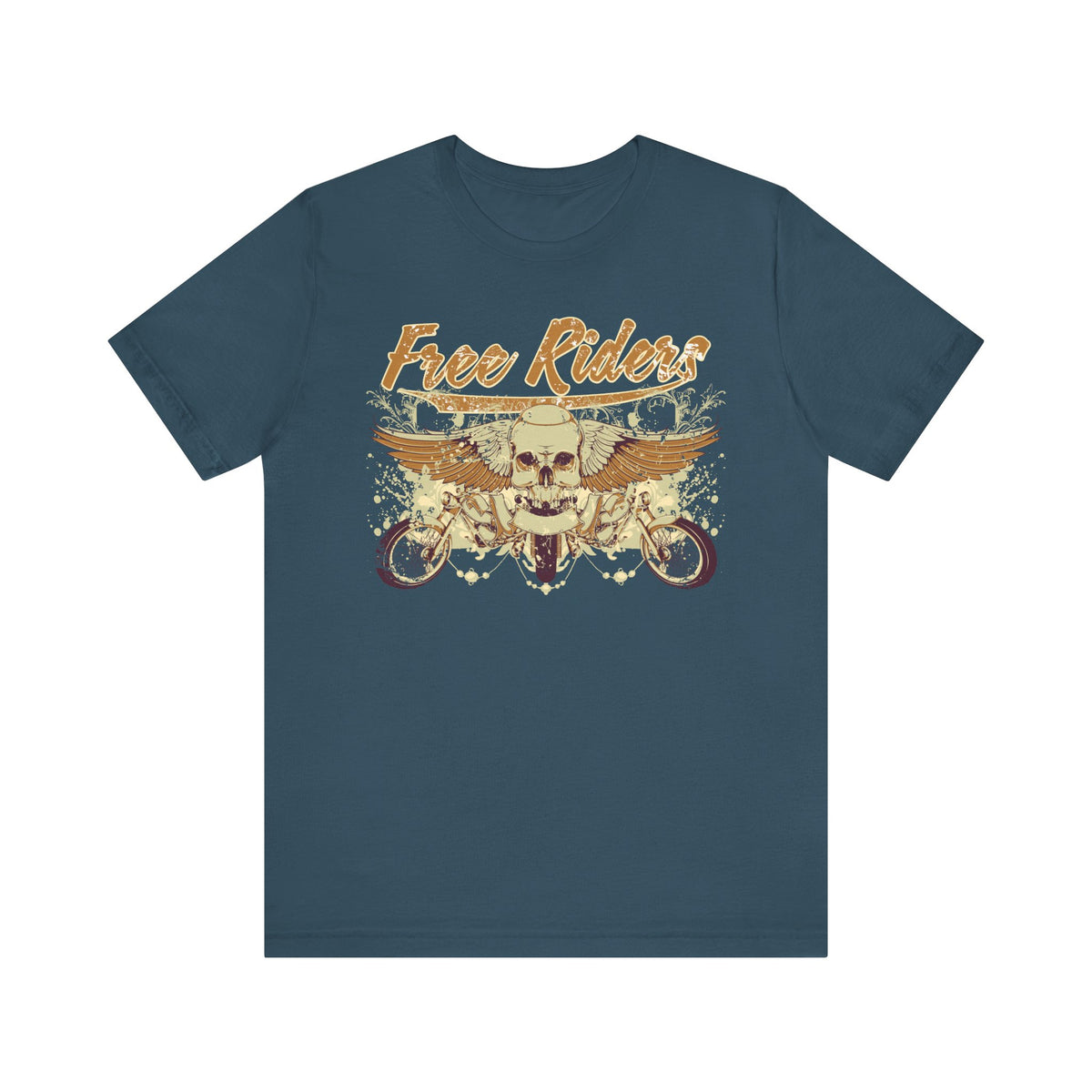 Free Riders Skull Motorcycle Tee Biker Graphic Art Design T-Shirt A-1