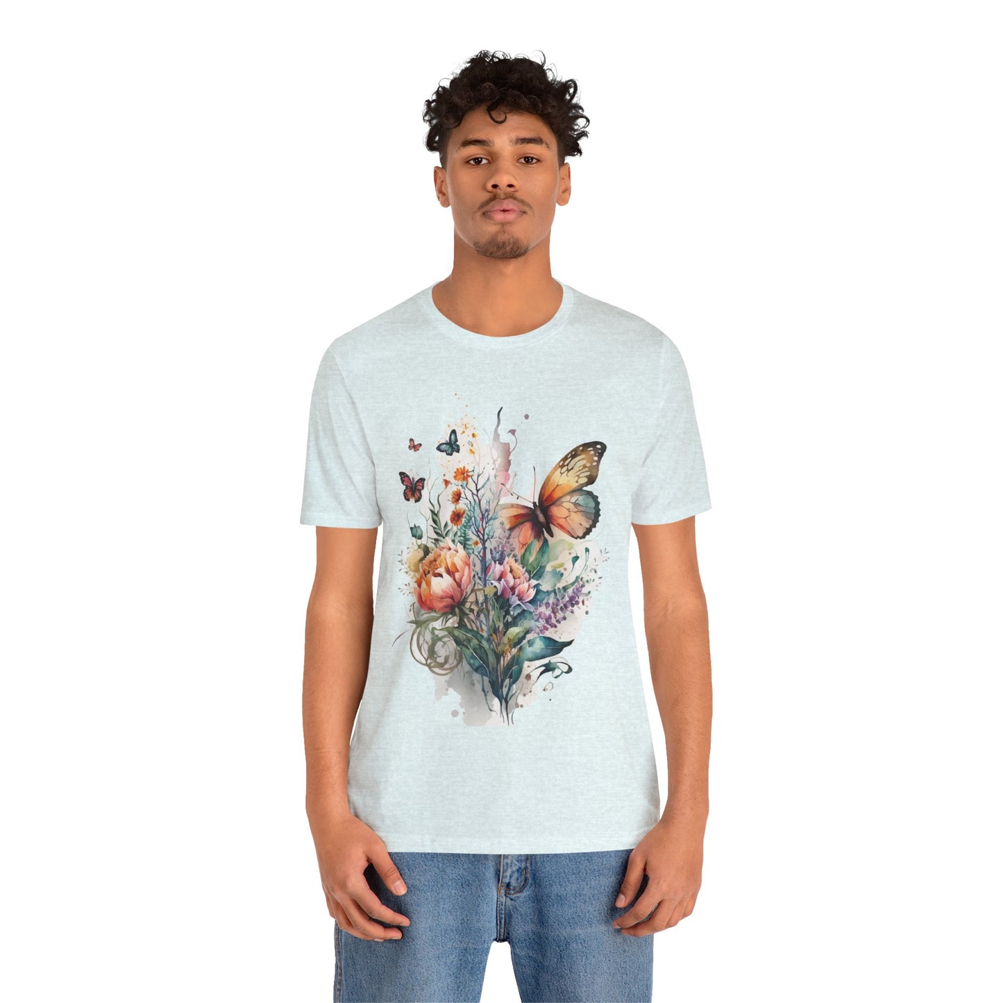 Cotton Tee Shirt with Butterfly Prints