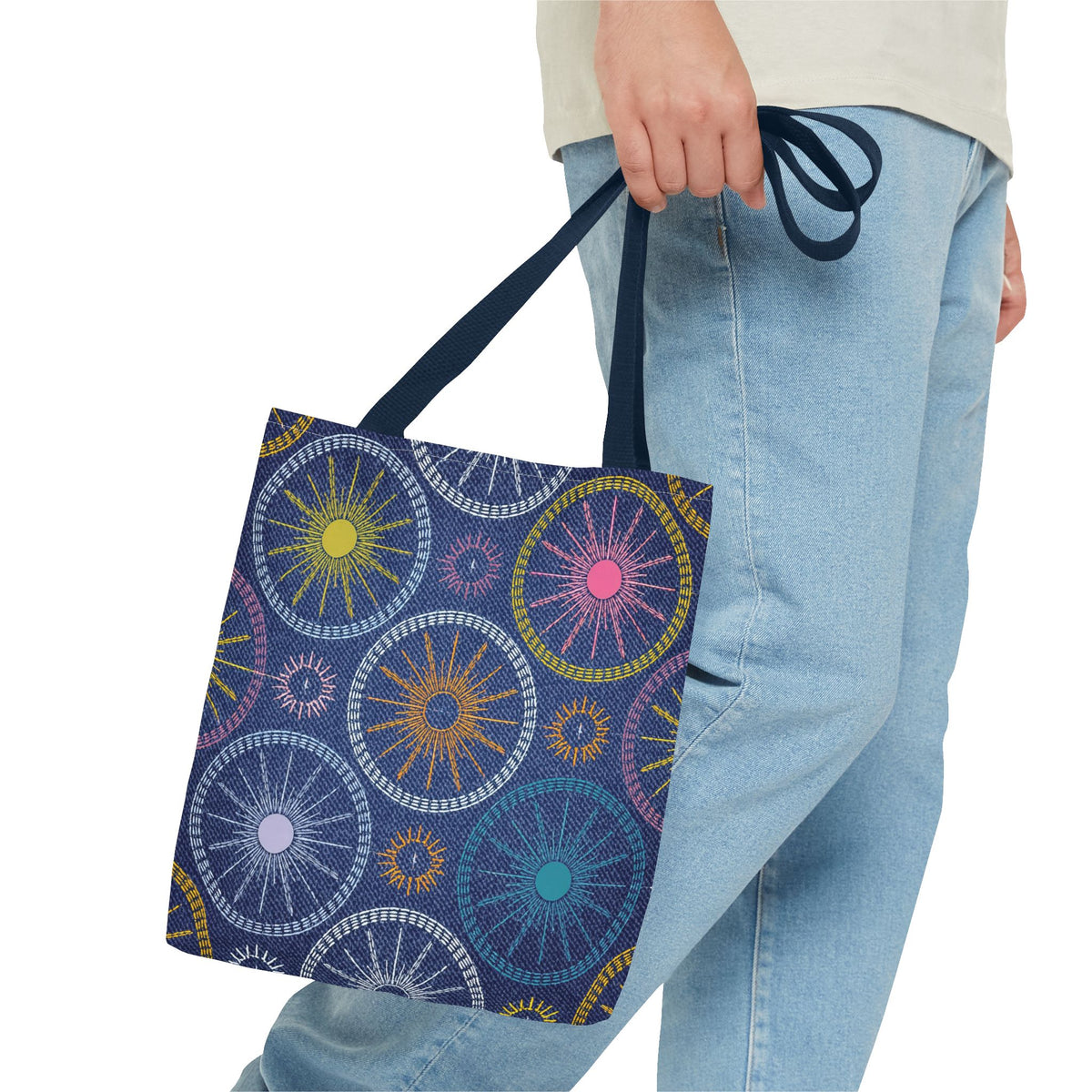 Denim Fabric Imitation Print Unisex Canvas Bag Poly Spun 3 Sizes Tote Bag 183-4