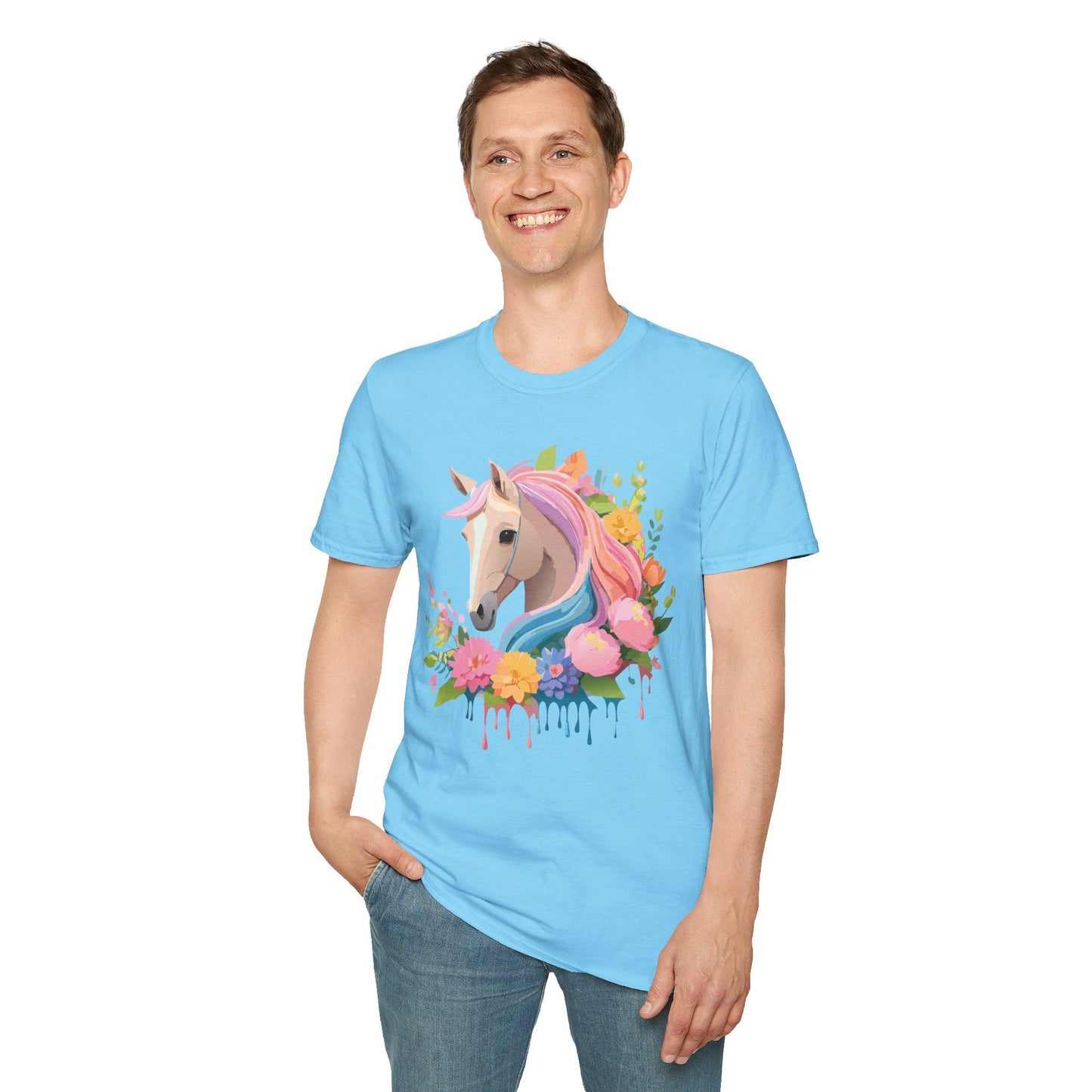 Unisex Horse Shirt Soft Cotton Tee With Animal Artwork Gildan Softstyle
