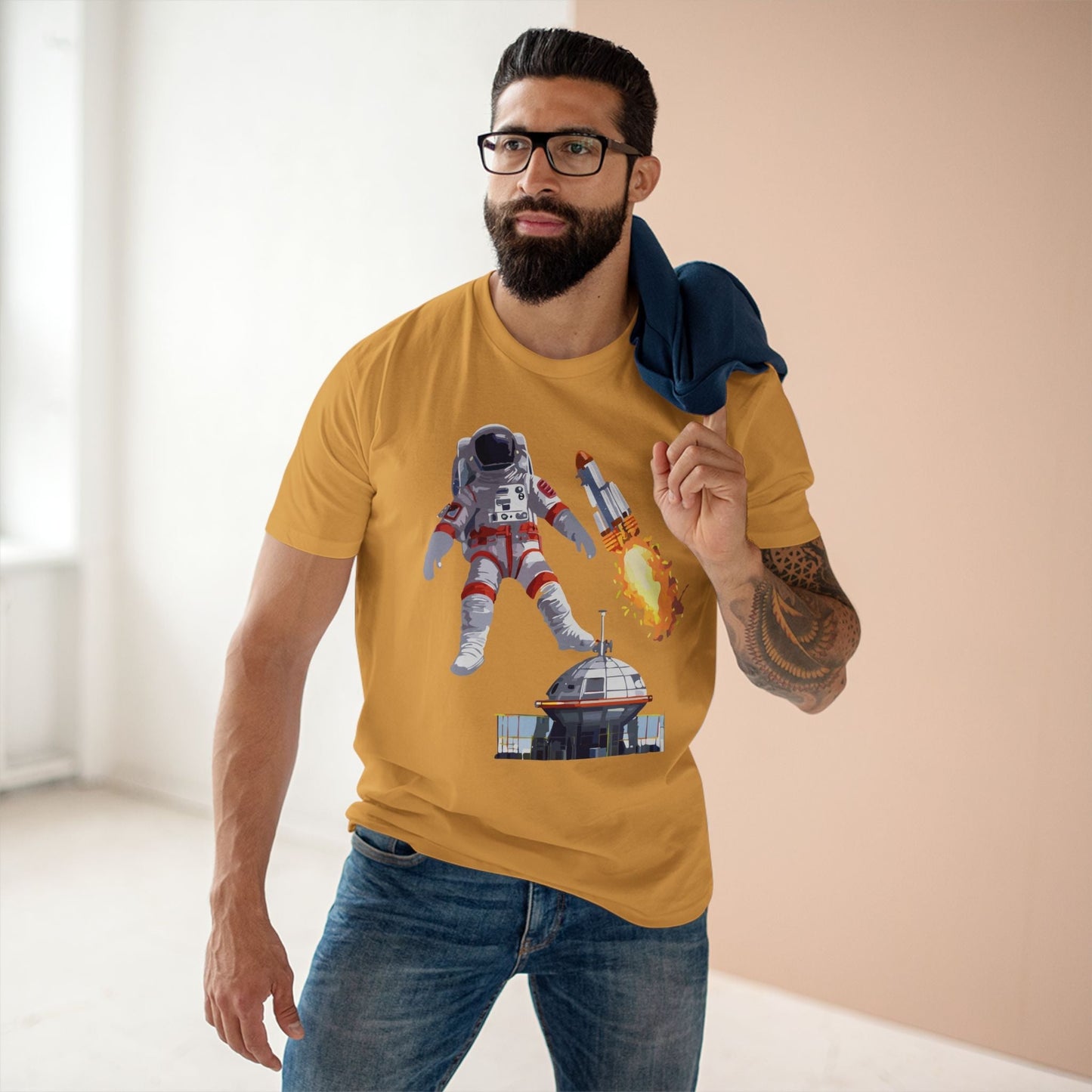 Cosmos Astronaut Shirt Unisex Premium Cotton Tee With Original Art Design Retro2Nova Collection