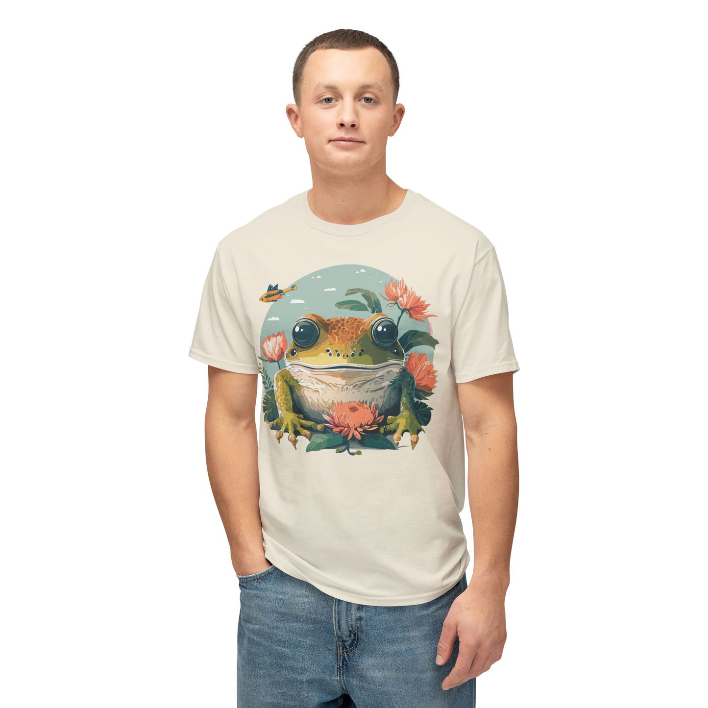 Frog T-Shirt, Vintage Frog Tee, Floral Tees, Frog Art Design Shirt, Tee Shirt with Frog 1