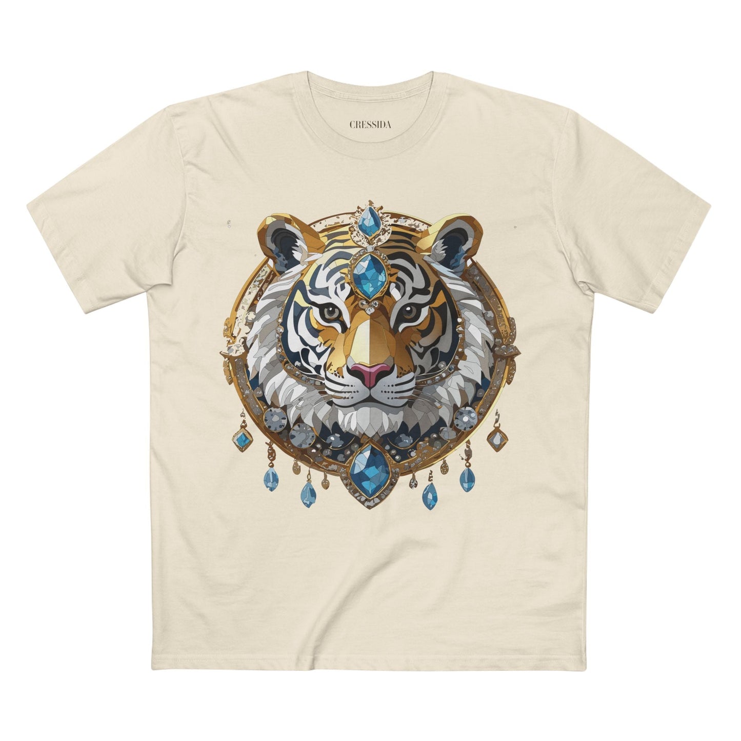 Tiger Graphic Unisex 100 Cotton Tee With Unique Animal Golden Medallion Art Design 54
