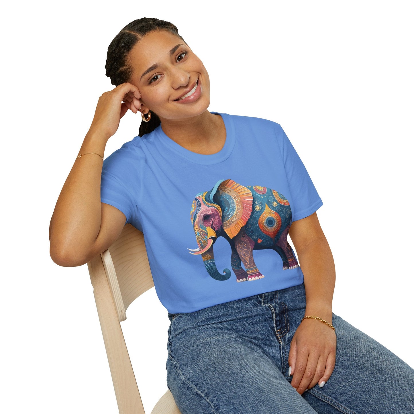 Elephant T Shirt Unisex Gildan Softstyle 64000 Tee With Animal Elephant Graphic Artwork