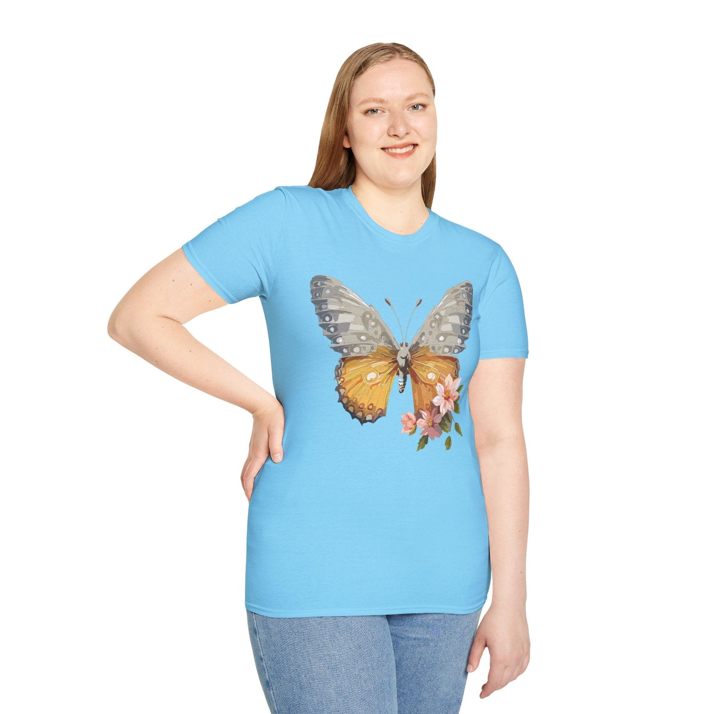 Unisex Butterfly T Shirt Monarch Print Softstyle Cotton Tee Gildan 64000 Lightweight Comfort