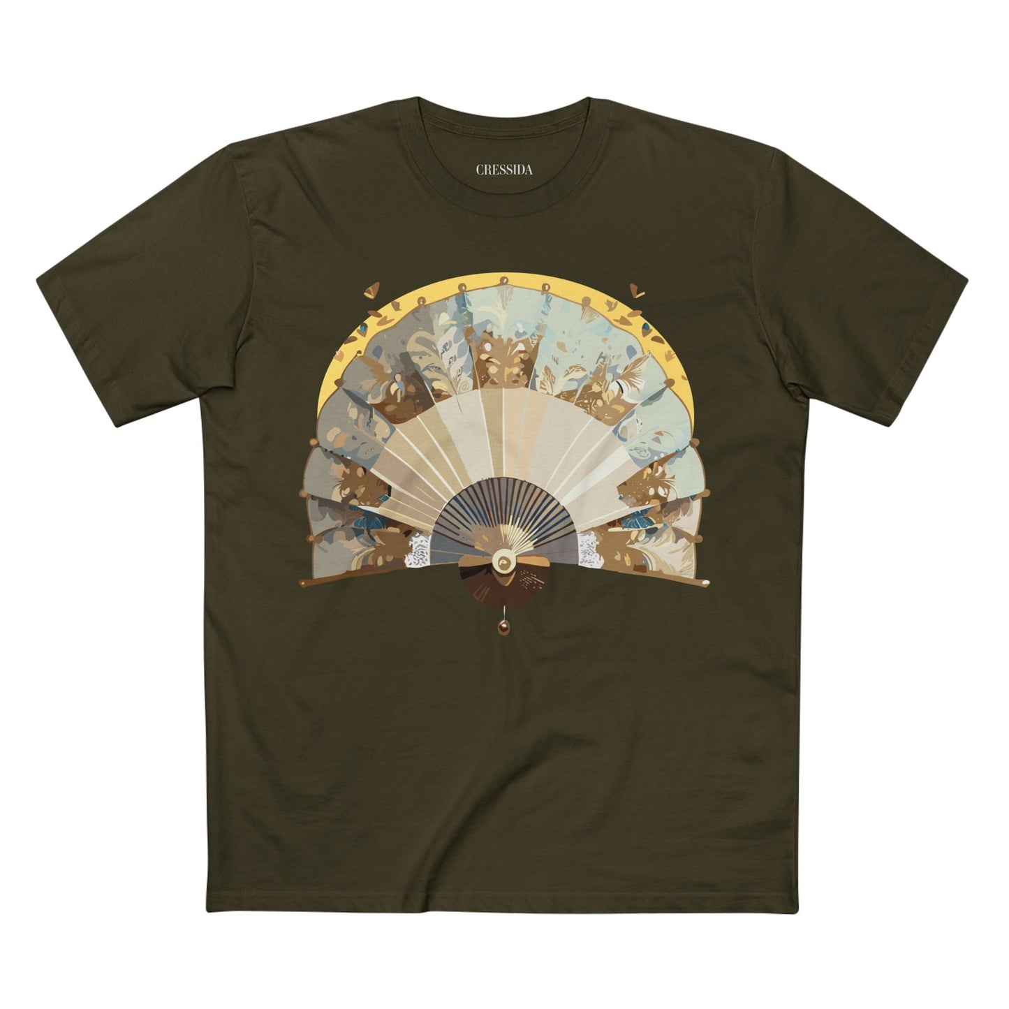 Antique Fan Graphic Design T-Shirt Unisex 100 Cotton Floral Carnival Artwork Tee 26