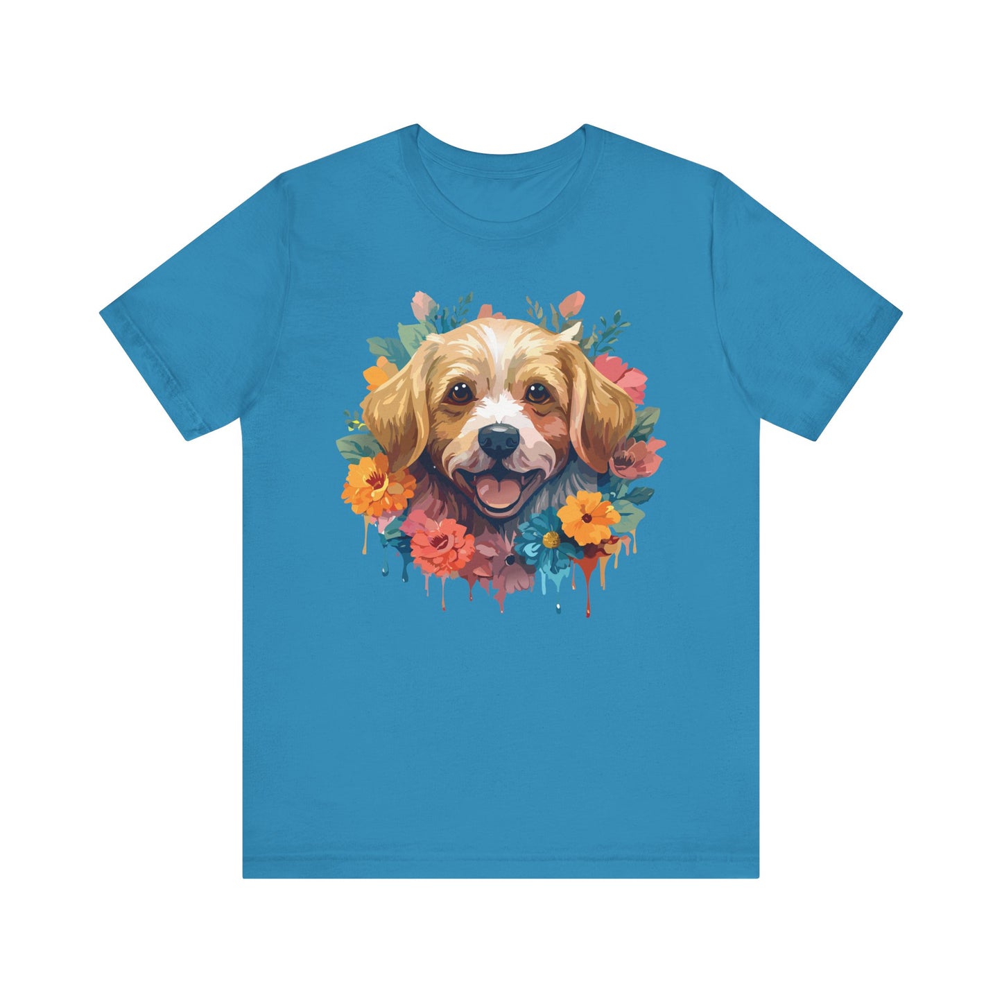 Floral Dog Tee, Animal Shirt, Dog Shirt, Floral Tee, Flower T-shirt, T-Shirt with Animal, Summer Top with Art Design