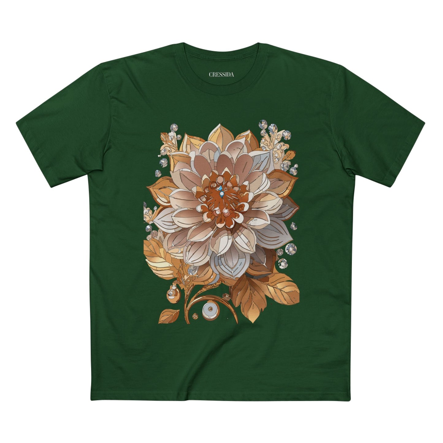 Floral Graphic T-Shirt Unisex 100 Cotton Art Design with Antique Flowers Tee 1