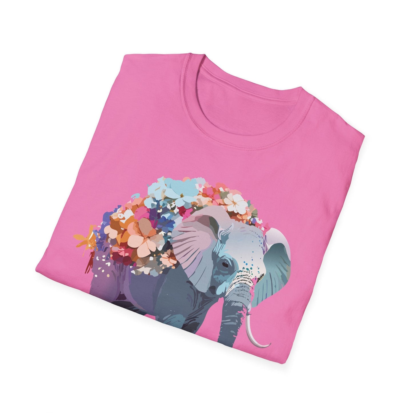 Elephant T Shirt Unisex Softstyle Tee 100 Percent Ring Spun Cotton Animal Design