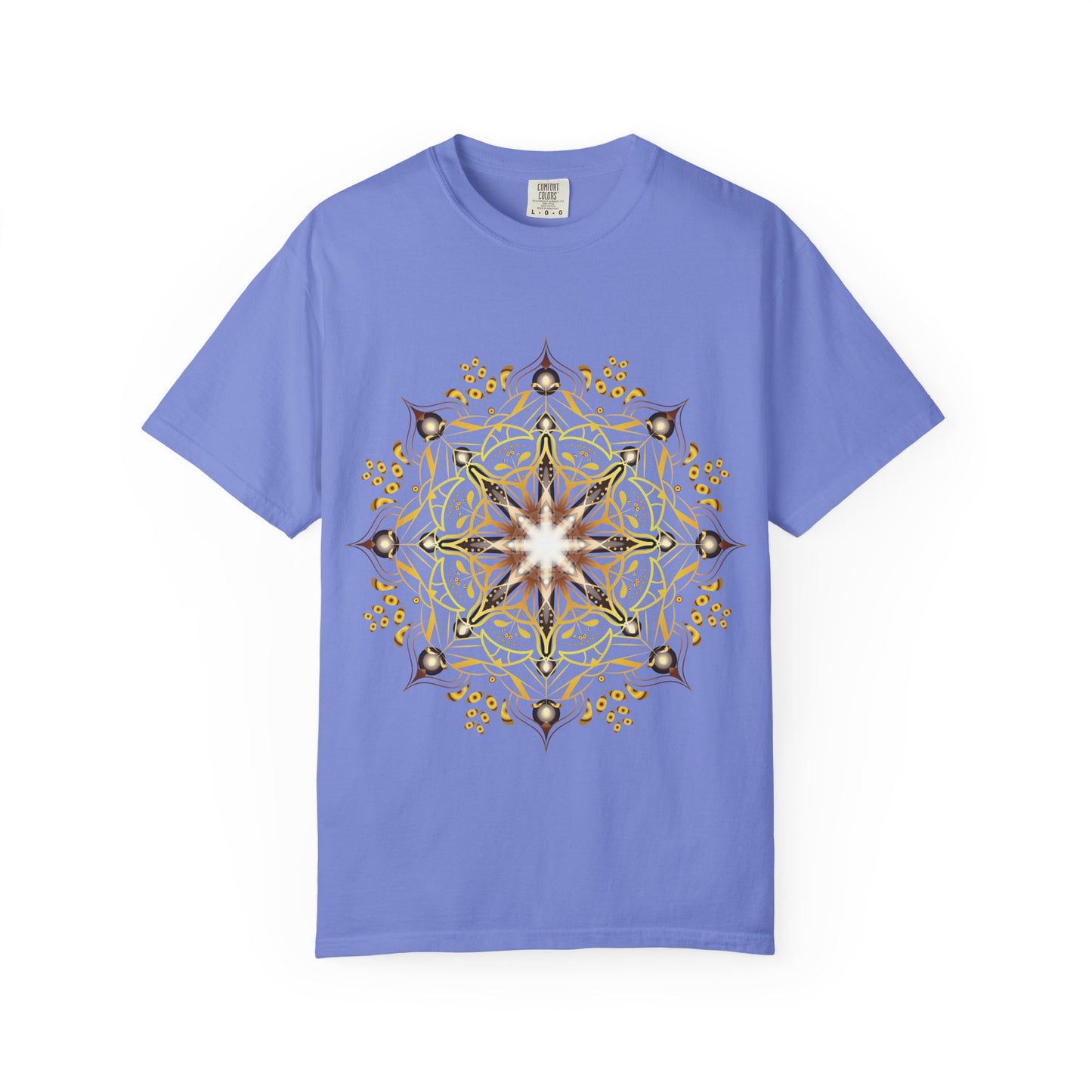 Unisex Garment Dyed Cotton T-Shirt with Mandala Graphic Design