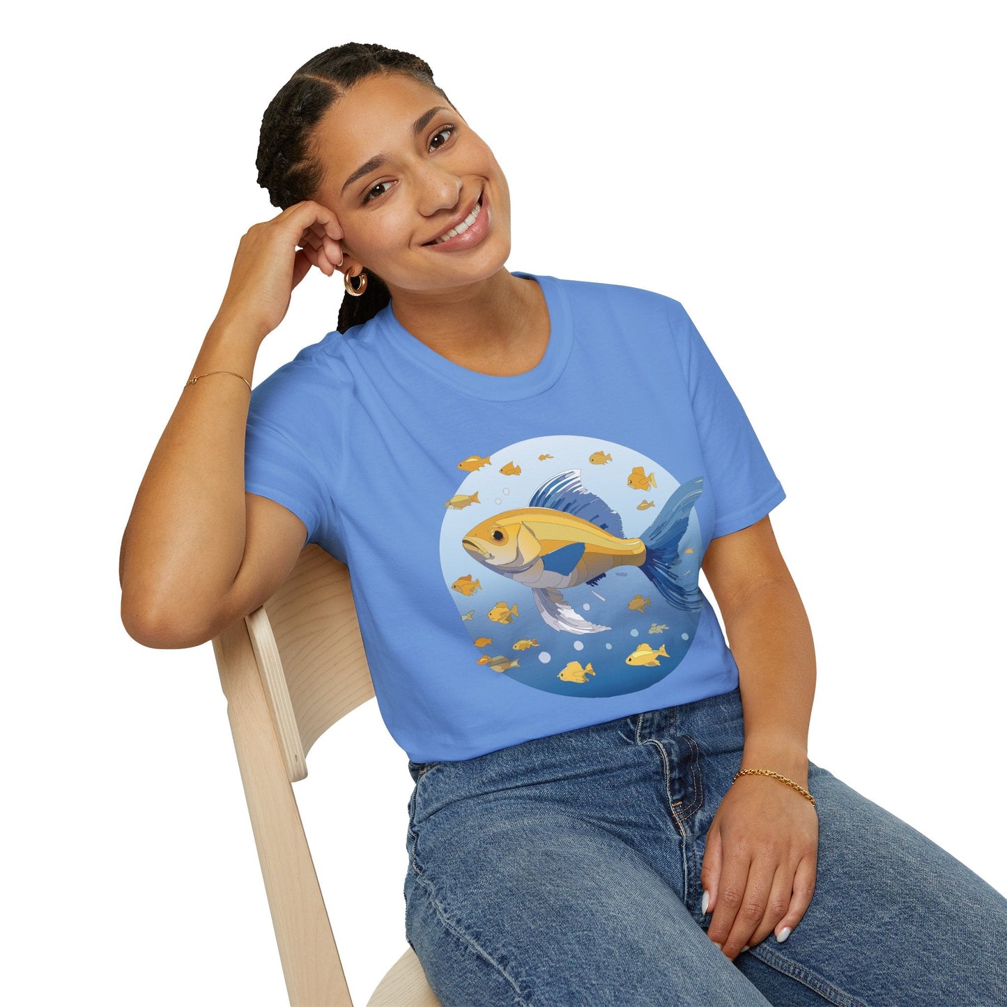 Fish Art Graphic Tee Shirt For Men And Women Unisex Cotton Softstyle Tee With Fish Artwork Design