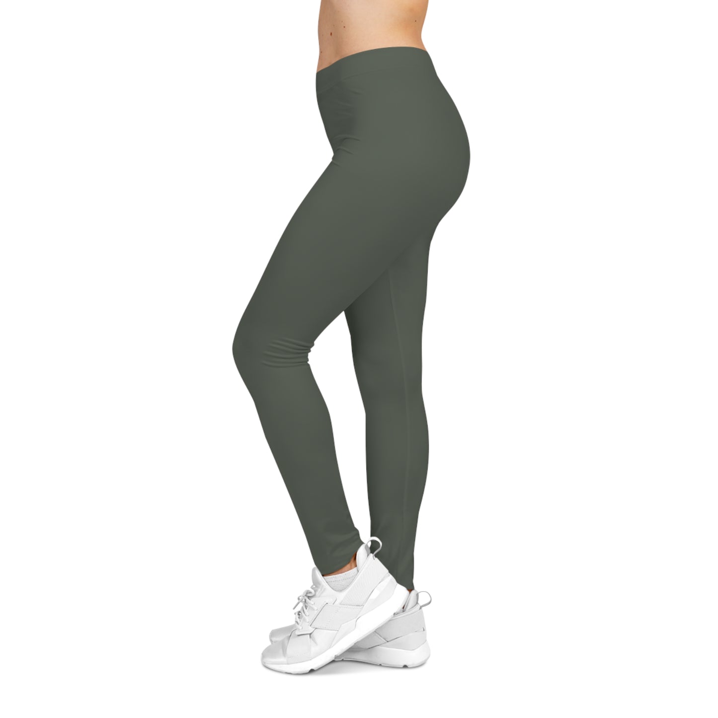 Ebony Olive Color Women's Poly-Span Casual Leggings Print Everyday Activewear Pants