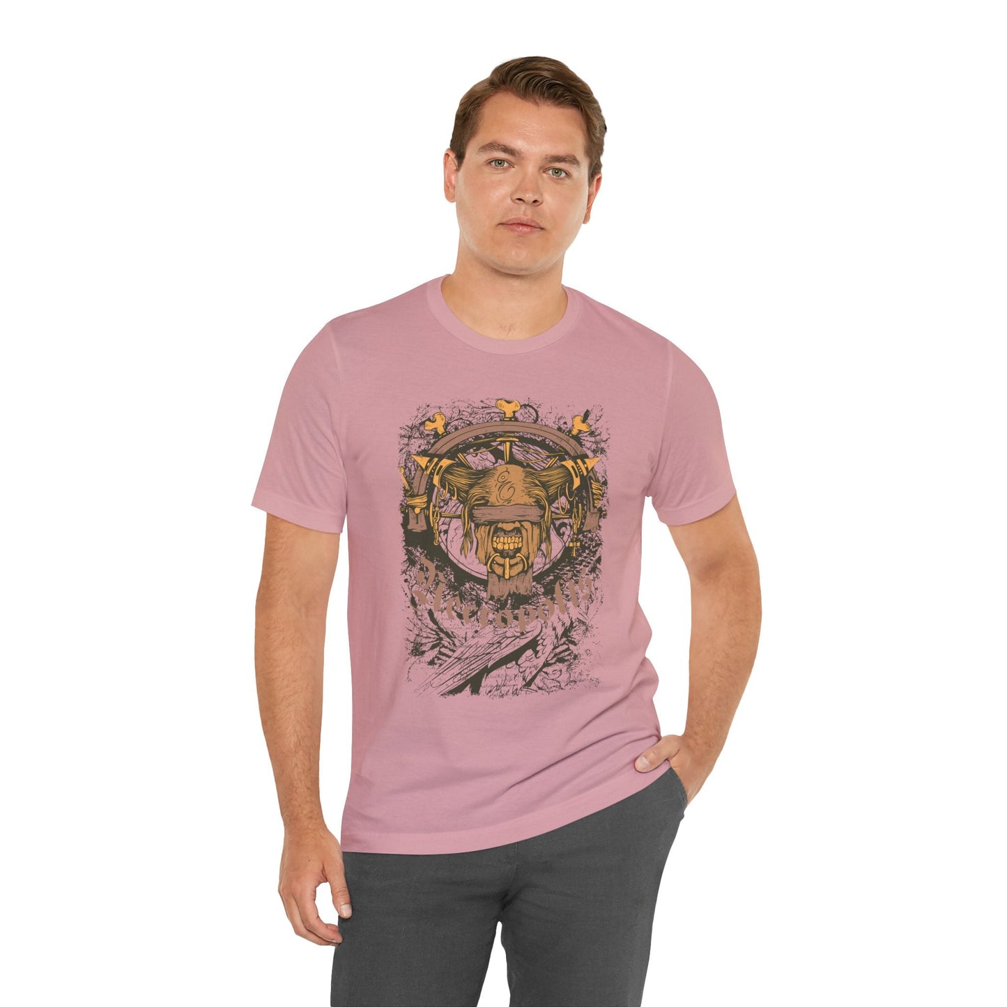Skull Nordic Warrior Graphic Unisex Cotton T-Shirt r12