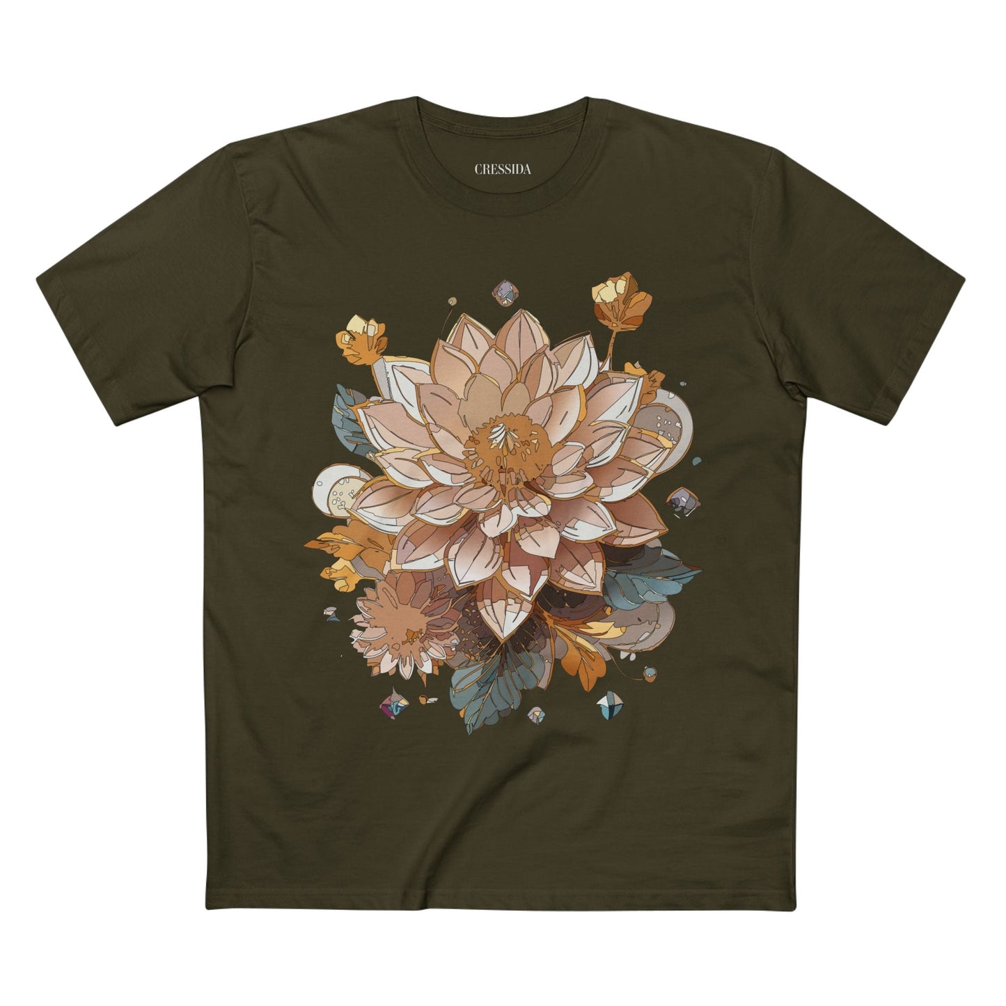Floral Graphic T-Shirt Unisex 100 Cotton Art Design with Antique Flowers Tee 9
