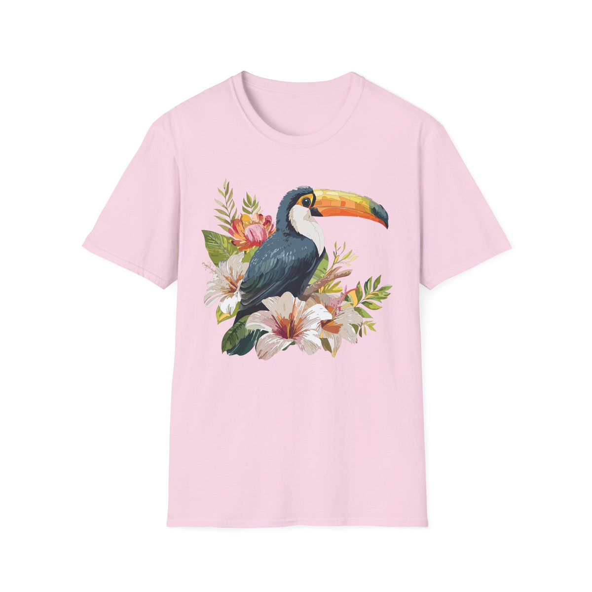 Toucan Floral Illustration T-Shirt | Tropical Bird Art Tee