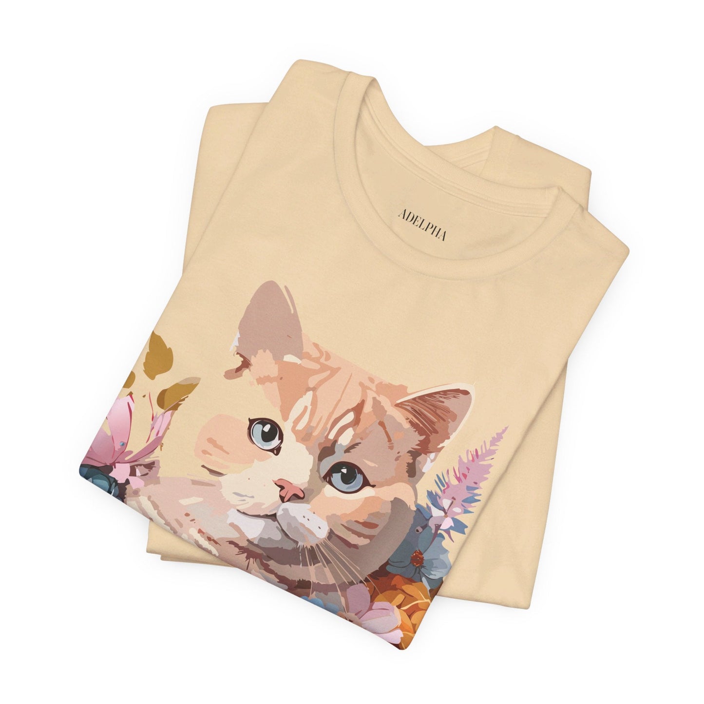 Cat Shirt Graphic Tee Unisex Vintage Inspired Adelpha Art Design