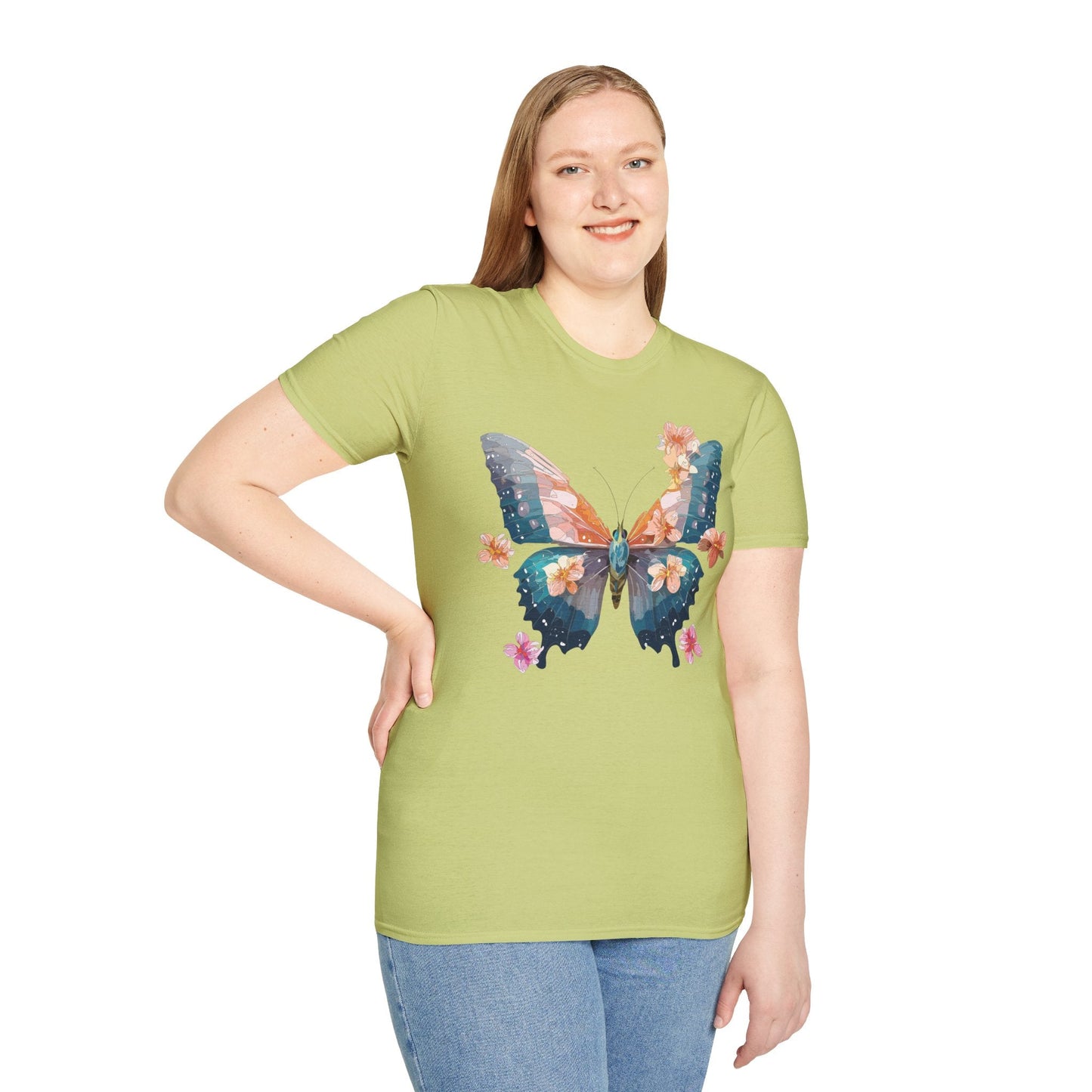 Butterfly Shirt Unisex T Shirt Monarch Print Gildan Softstyle 64000 Ring Spun Cotton Tee