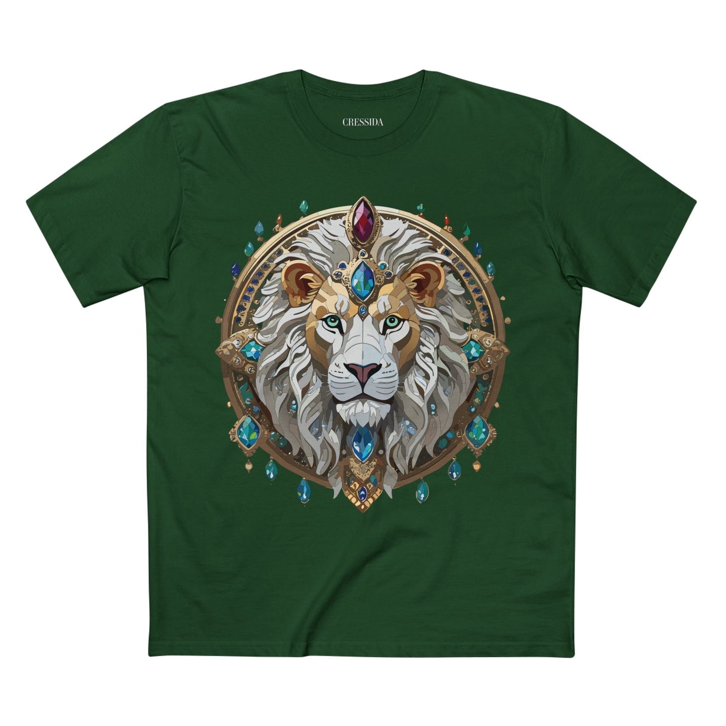 Lion Graphic Unisex 100 Cotton Tee With Unique Animal Golden Medallion Art Design 60