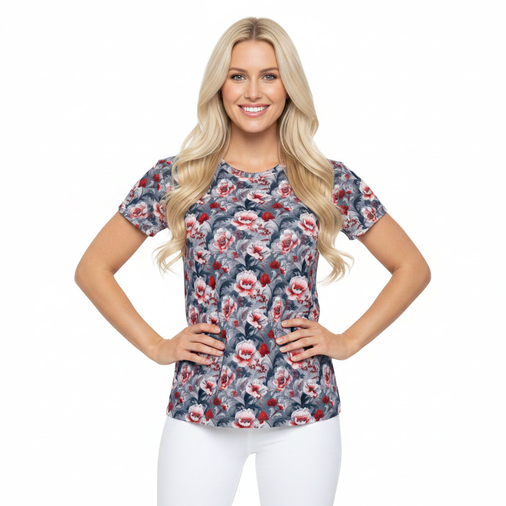 Women Poly Shirt with Floral Print F342