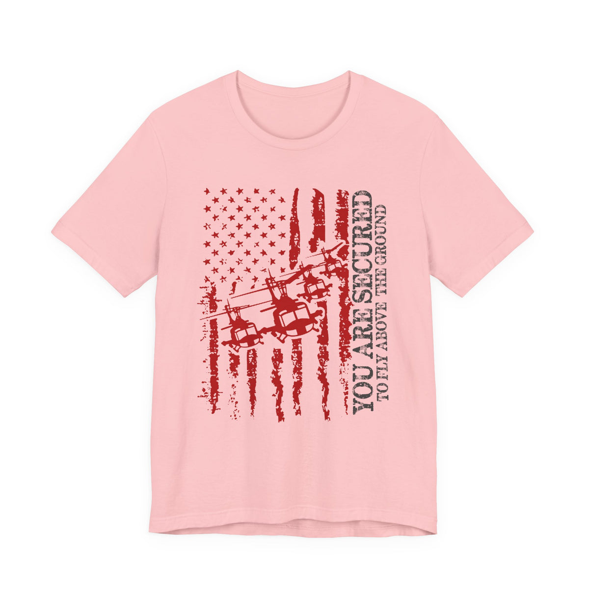 You Are Secured Flag design Tee Military Helicopter Red Distressed USA Unisex Cotton T-Shirt v2