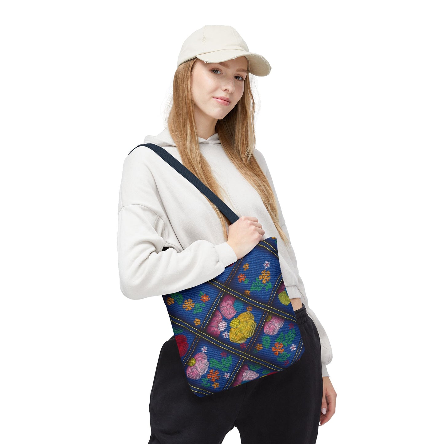Denim Fabric Imitation Print Unisex Canvas Bag Poly Spun 3 Sizes Tote Bag 132