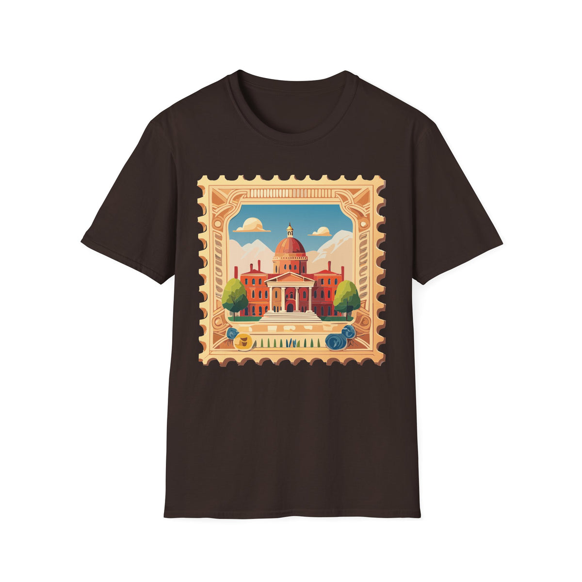 Vintage Postage Stamp Capitol Illustration T-Shirt | Architectural Travel Graphic Tee Unisex 100 Cotton Gildan T-Shirt