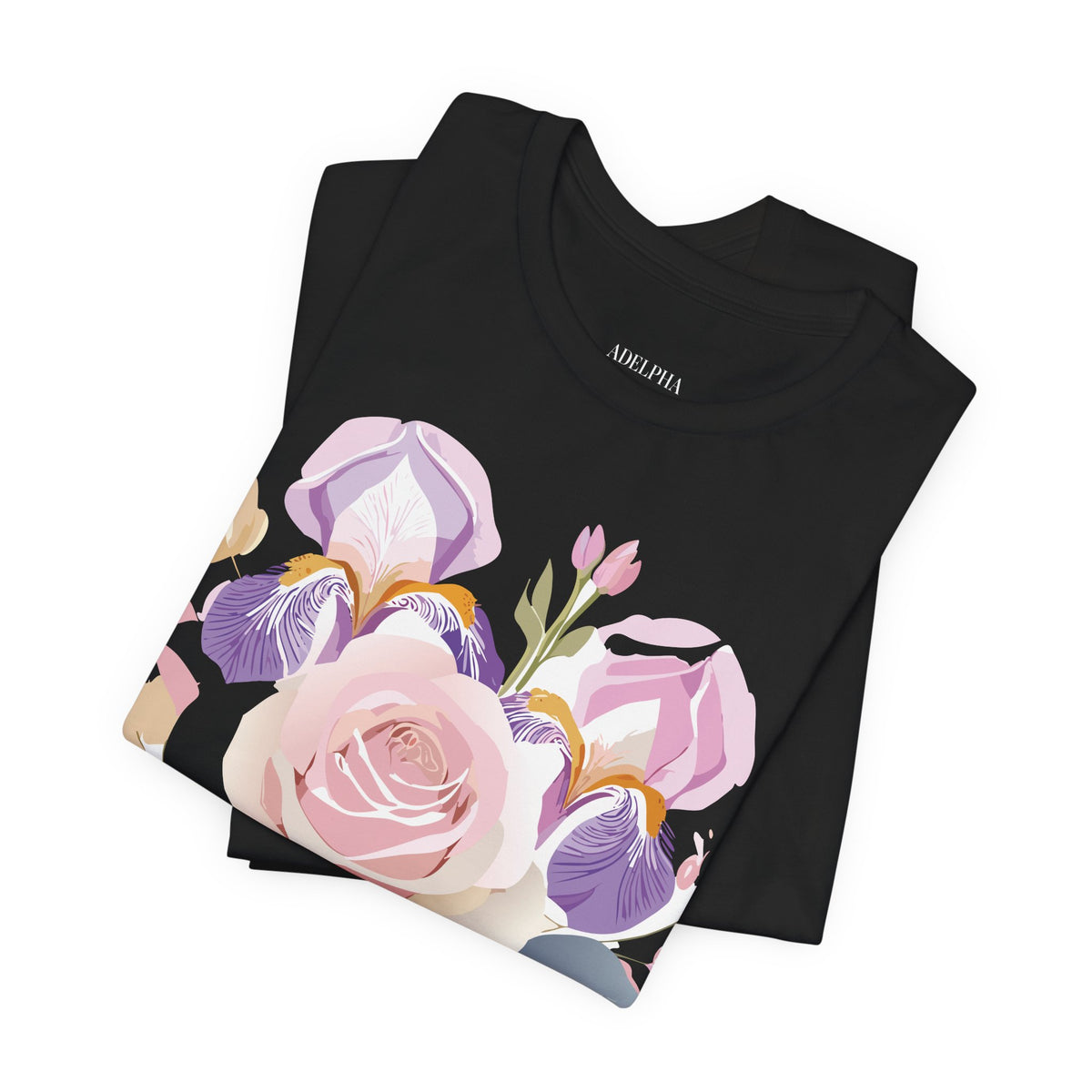 Floral Graphic Unisex Cotton Bella+Canvas Tee with Flowers Art Design n119