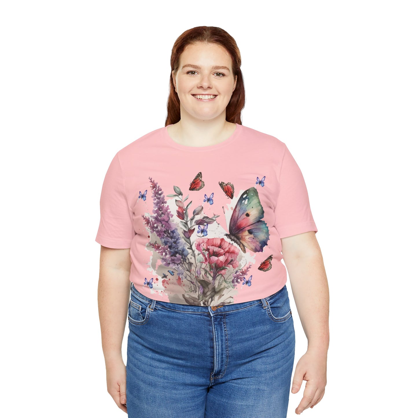 Cotton Tee Shirt with Butterfly Prints