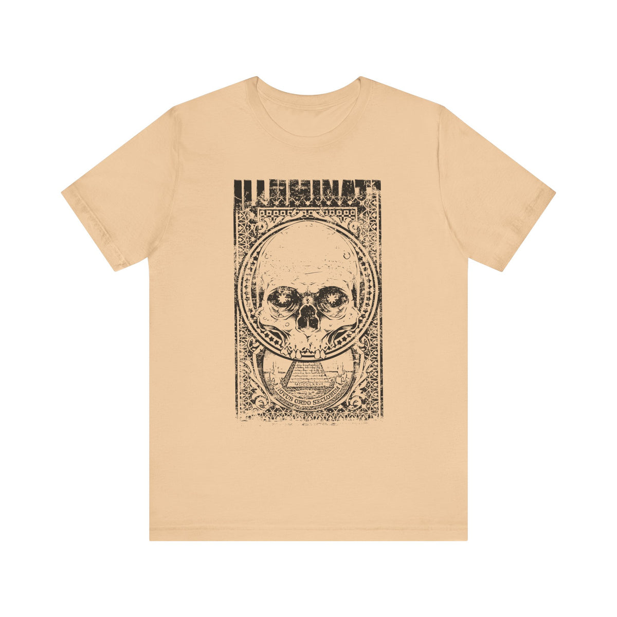 Skull Circle Graphic T-Shirt Vintage Etching Illustration Art Design Unisex Cotton Tee A-9
