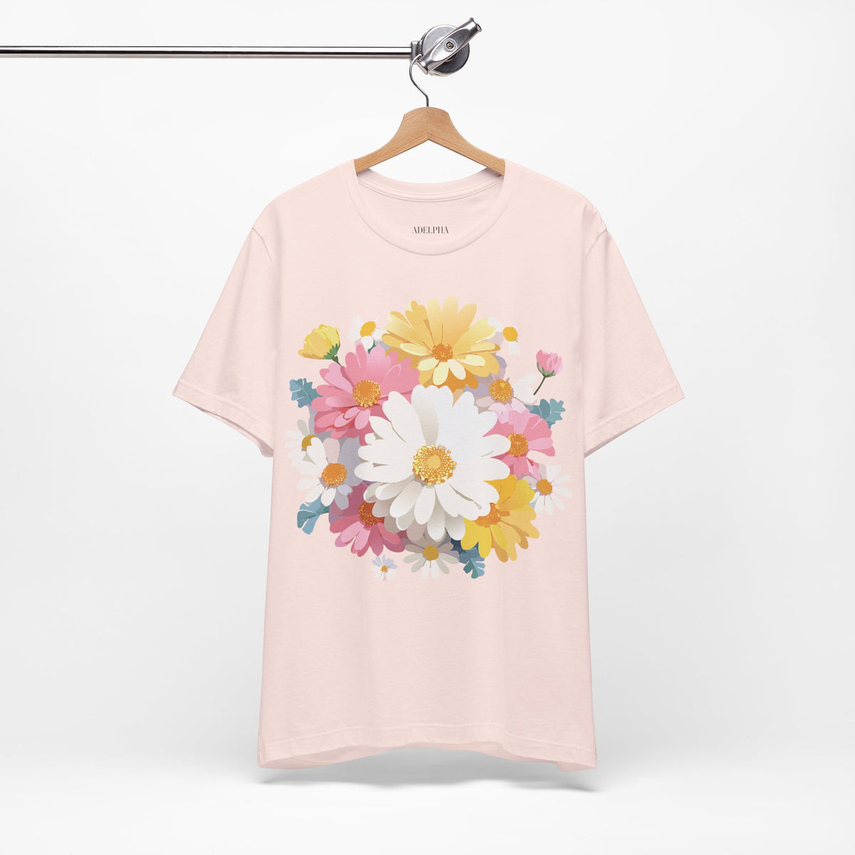 Floral Graphic Unisex Cotton Bella+Canvas Tee with Flowers Art Design n124