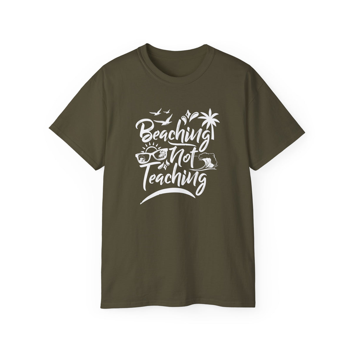 Beaching Not Teaching T-Shirt | Teacher Vacation Tee, Palm Trees Sunglasses Beach Design