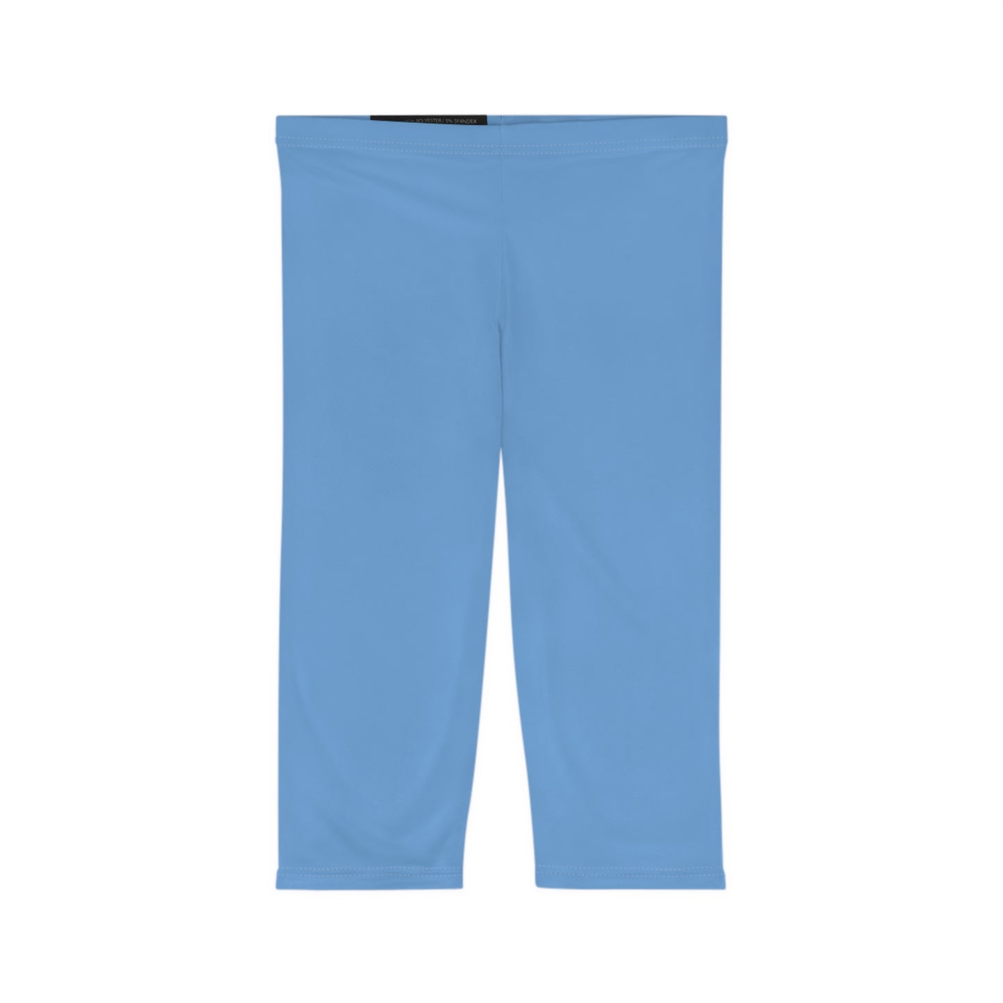 Cool Horizon Blue Color Women's Brushed Suede Poly Span Casual Capri Leggings XS-2XL