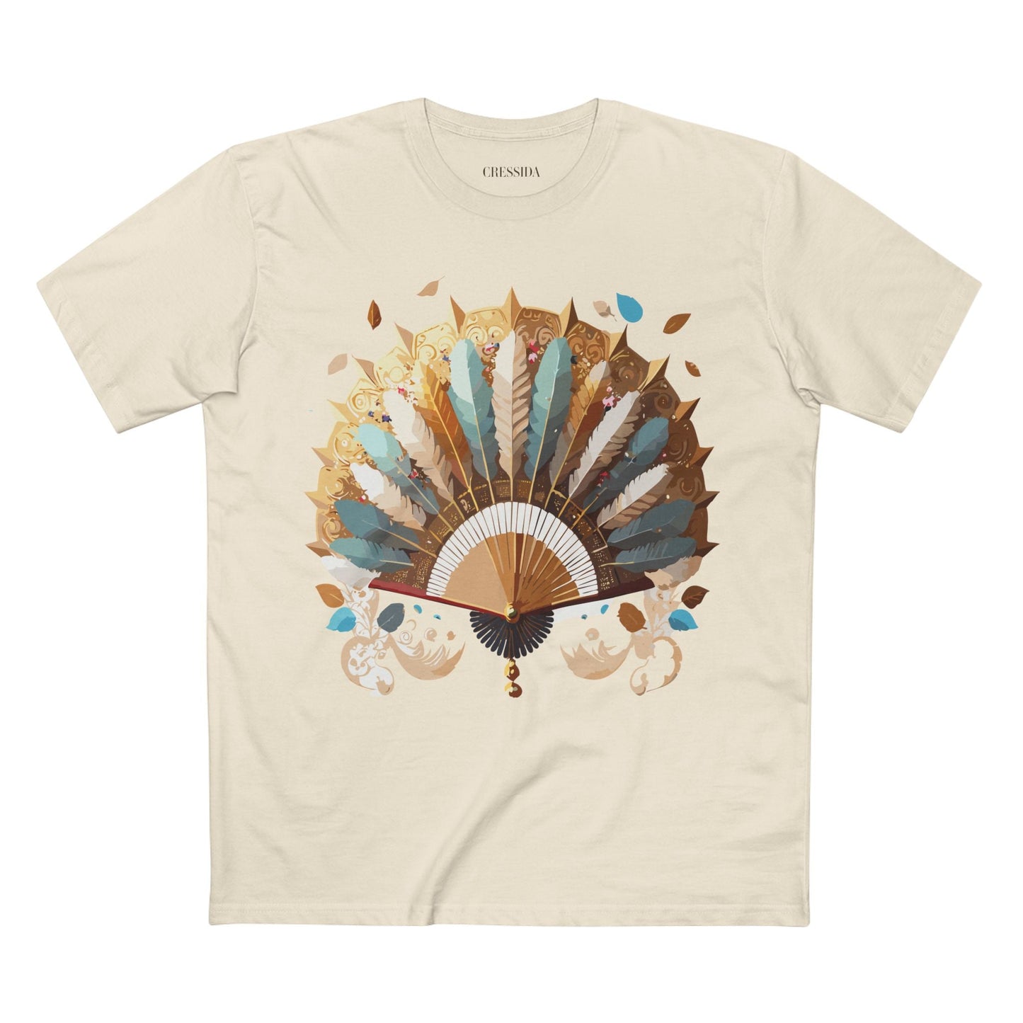 Antique Fan Graphic Design T-Shirt Unisex 100 Cotton Floral Carnival Artwork Tee 7
