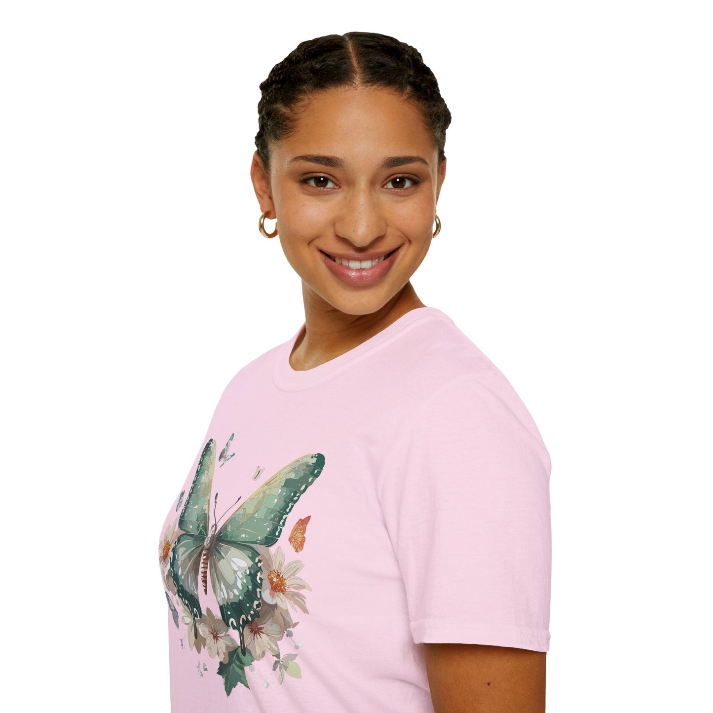 Butterfly T Shirt Unisex Softstyle Tee 100 Percent Ring Spun Cotton Monarch Design Premium Comfort