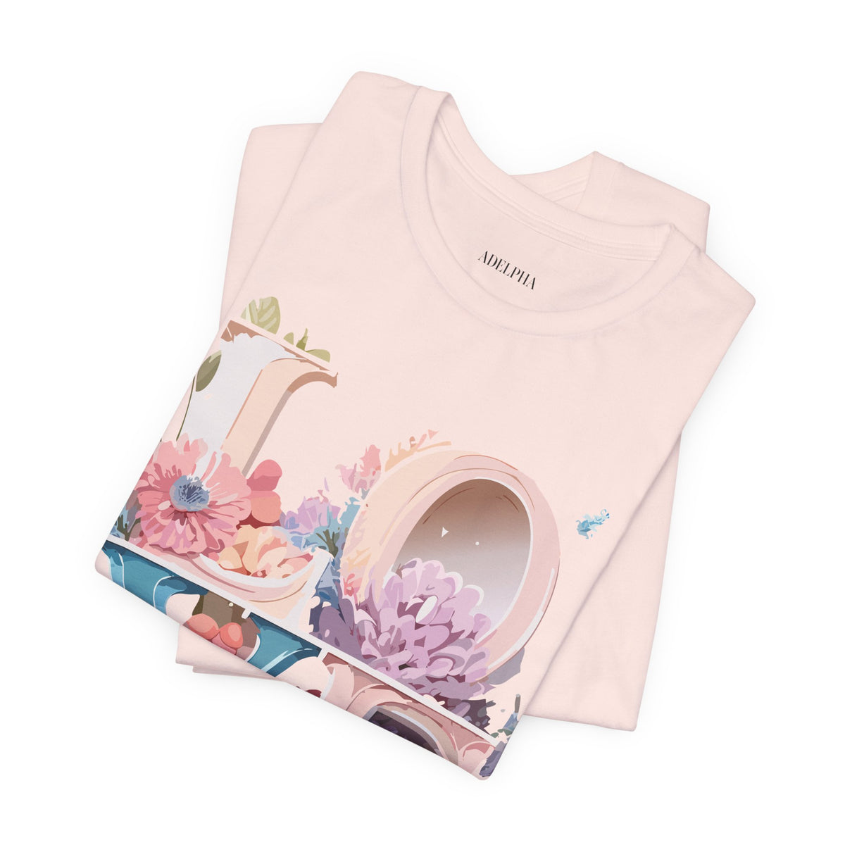 Valentine's Day Graphic Unisex Cotton Bella+Canvas Tee with Floral Art Design d100
