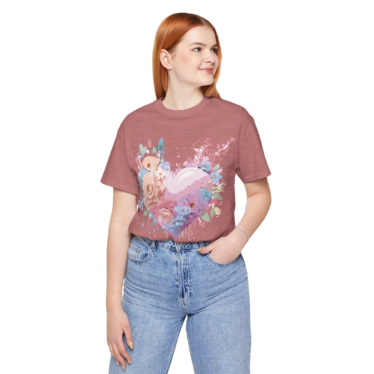 Valentine Day Graphic Unisex 100 Cotton Vintage Artwork with Love and Flower Design Tee 29