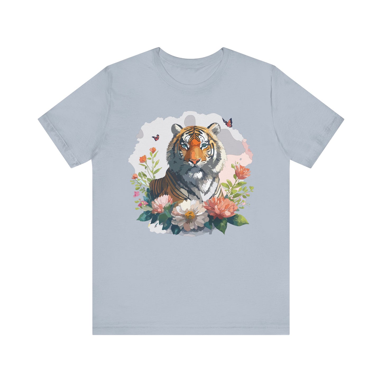 Floral Tiger Graphic Tee, Animal Shirt, Tiger Shirt, Flower Top, T-Shirt with Animal, Art Design