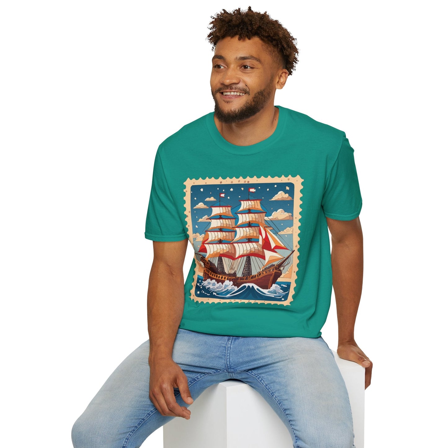 Ship T Shirt Unisex Frigate Vessel Tee Gildan Softstyle 64000 100 Percent Ring Spun Cotton