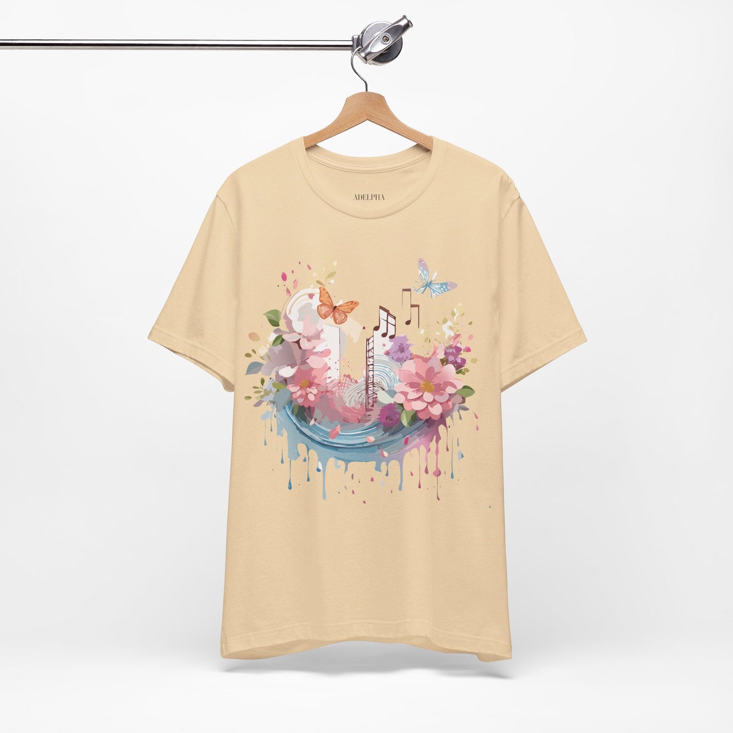 Music Graphic Unisex 100 Cotton Vintage Art with Musical Elements Tee 122