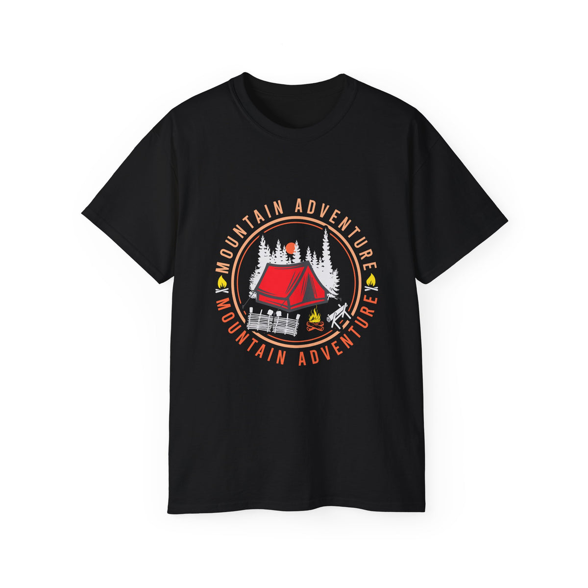 Mountain Adventure Tent Campfire T-Shirt | Camping Graphic Tee