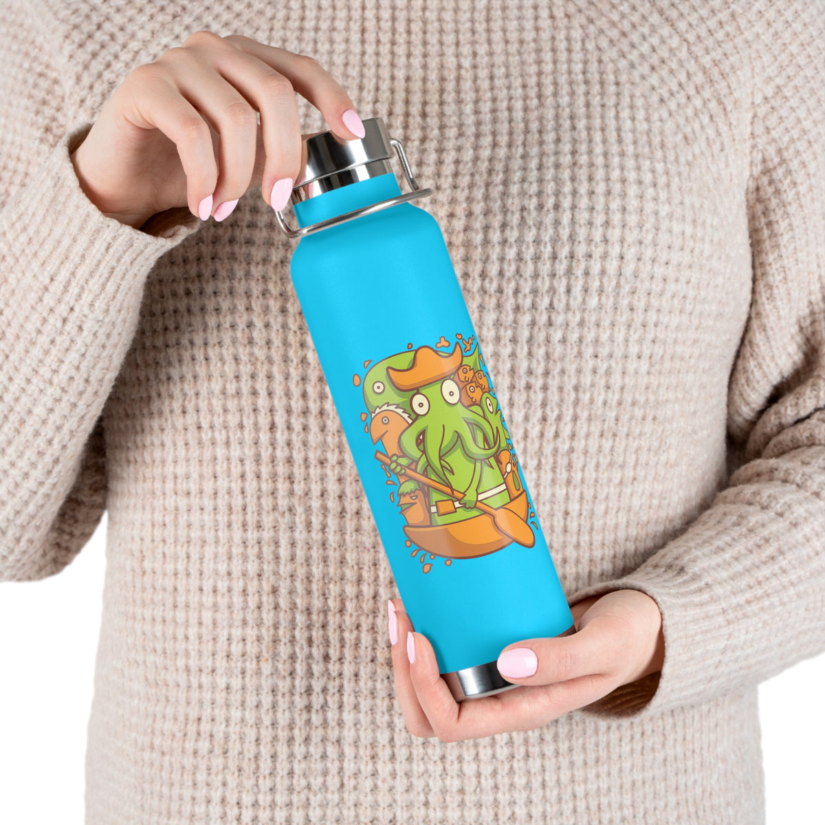 22oz Copper Insulated Water Bottle with Cartoon Design - CV76