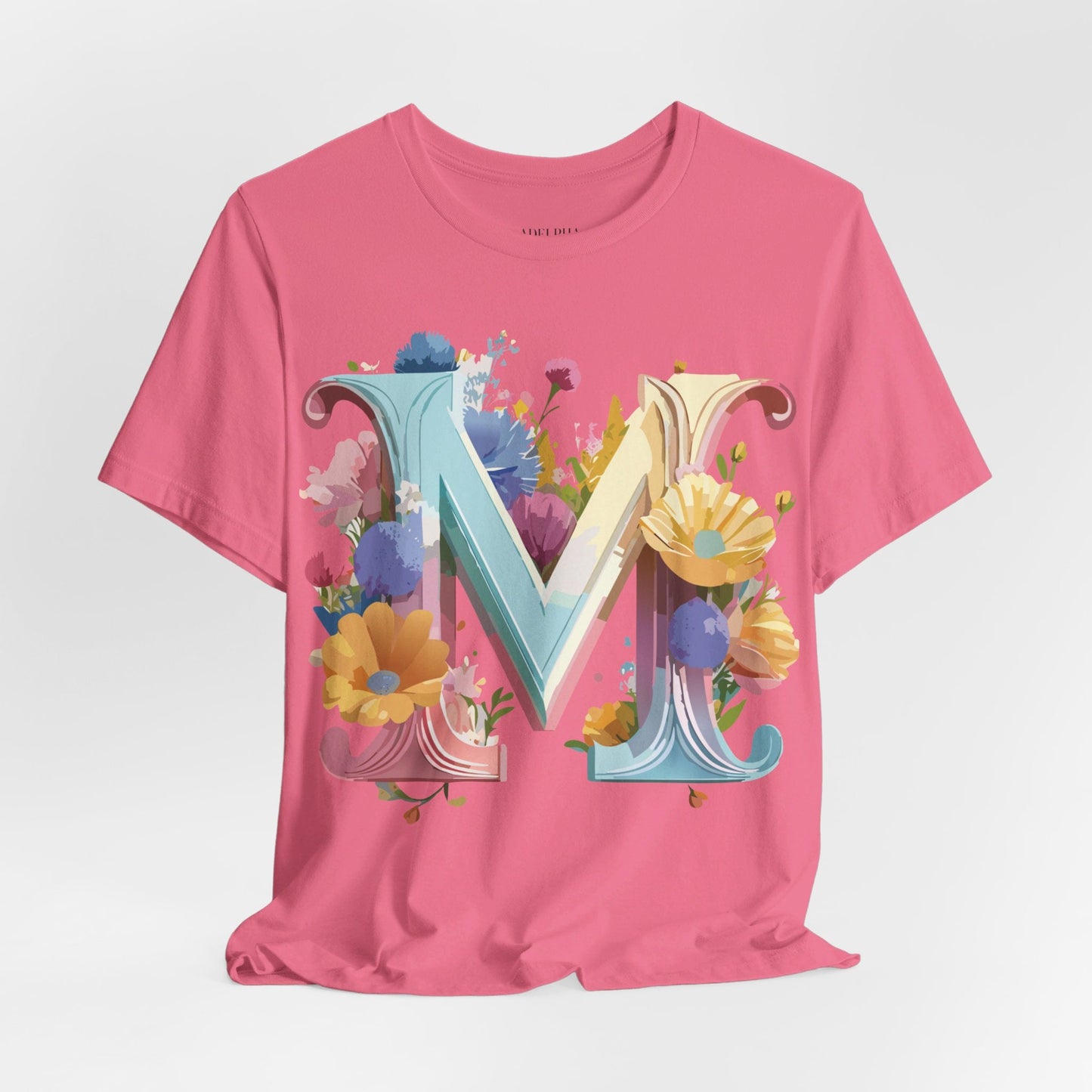 Letter M Shirt Unisex Graphic Tee Adelpha Vintage Inspired Art Design Short Sleeve
