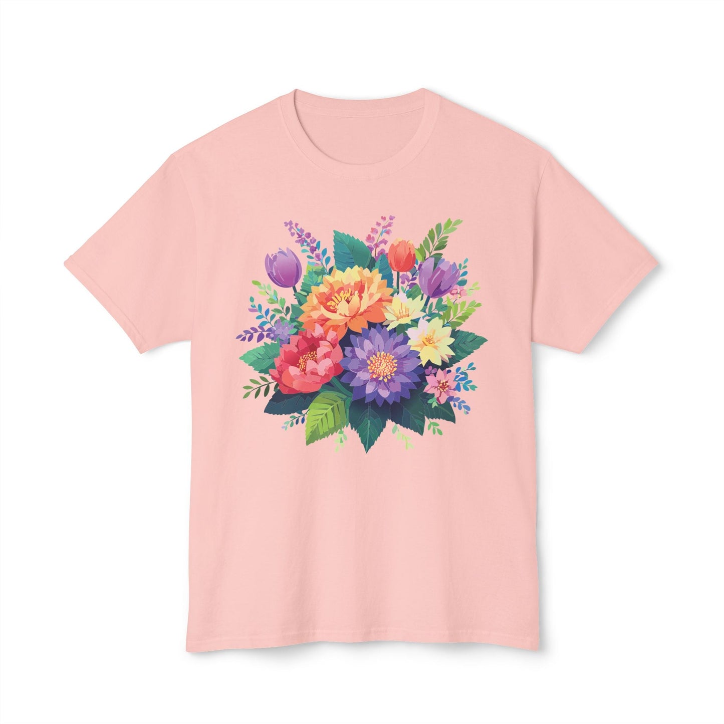 Unisex HD Cotton Art Print T Shirt Floral Design Tee Vintage Flowers Tee Shirt Made in USA