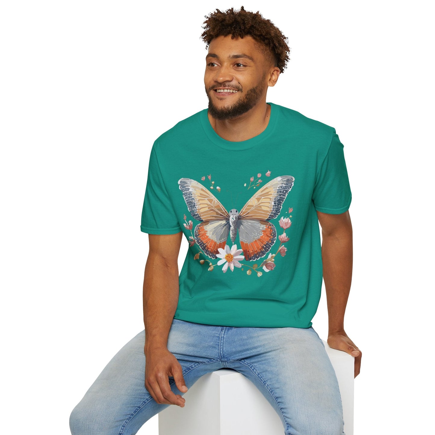 Unisex Butterfly T Shirt Softstyle Gildan 64000 Comfortable Durable Tee For Everyday Wear