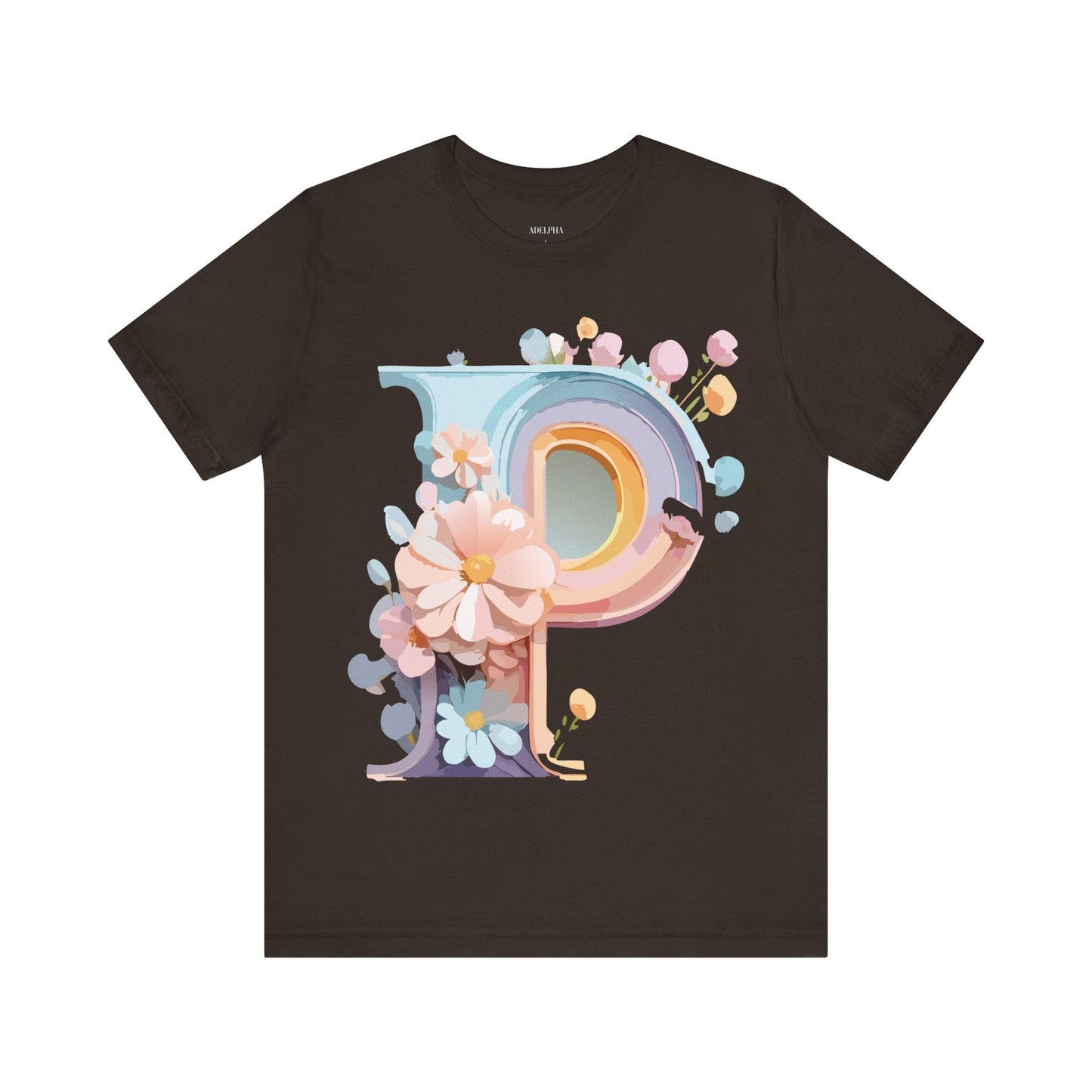 Letter P Shirt Graphic Tee Unisex Short Sleeve Vintage Inspired Art From Adelpha