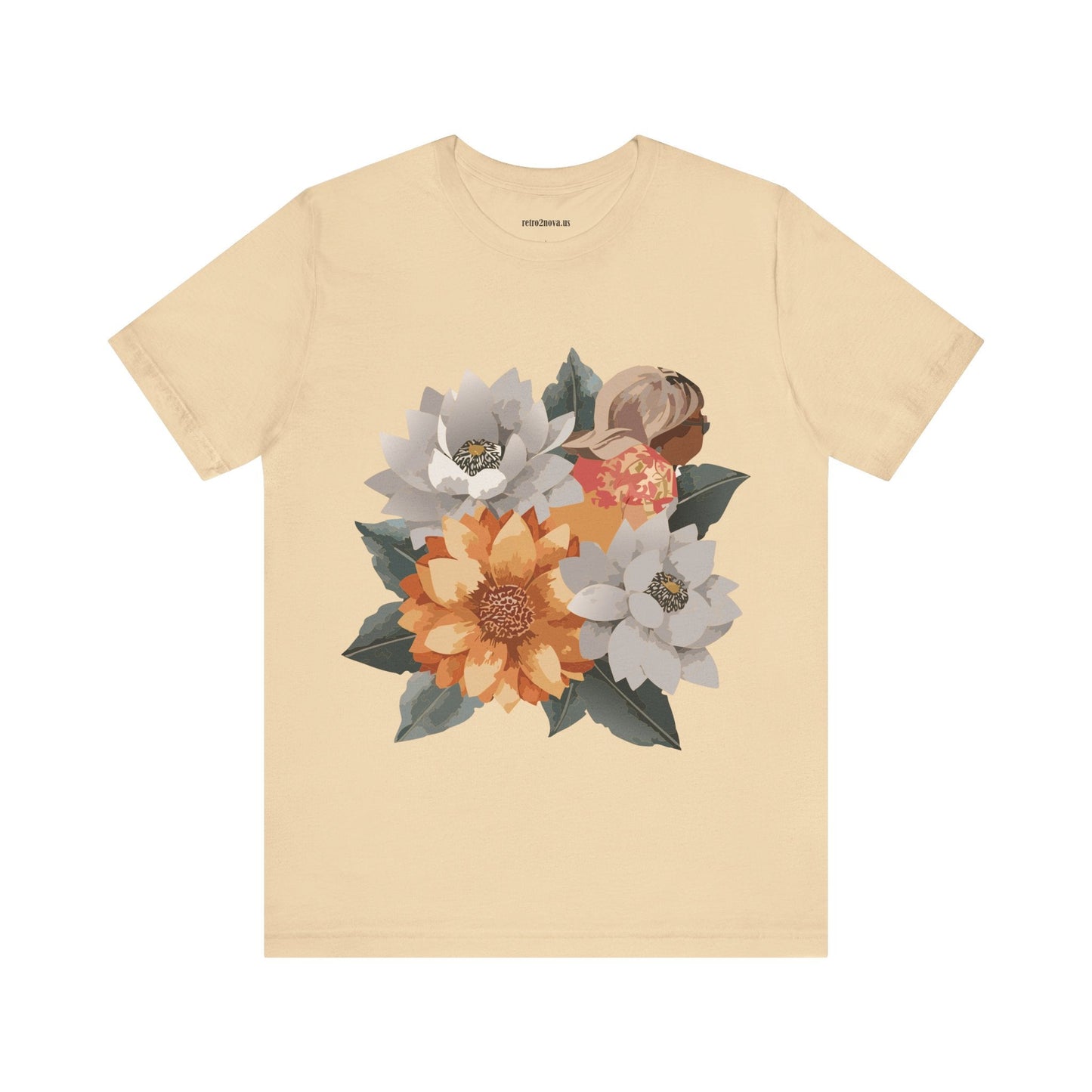 Retro2Nova Flowers Shirt Floral Shirt Unisex Floral Tee Lightweight Breathable Jersey