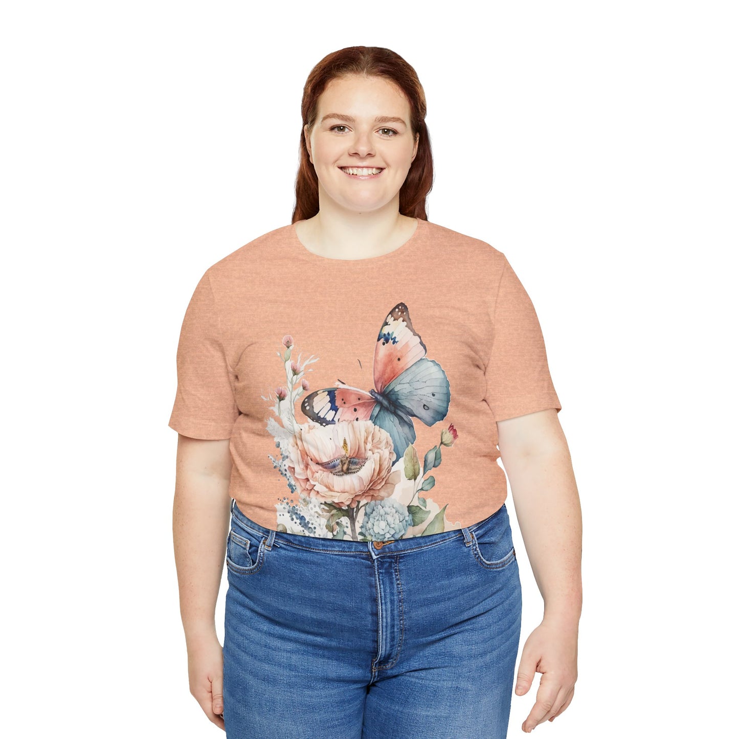 Cotton Tee Shirt with Butterfly Prints