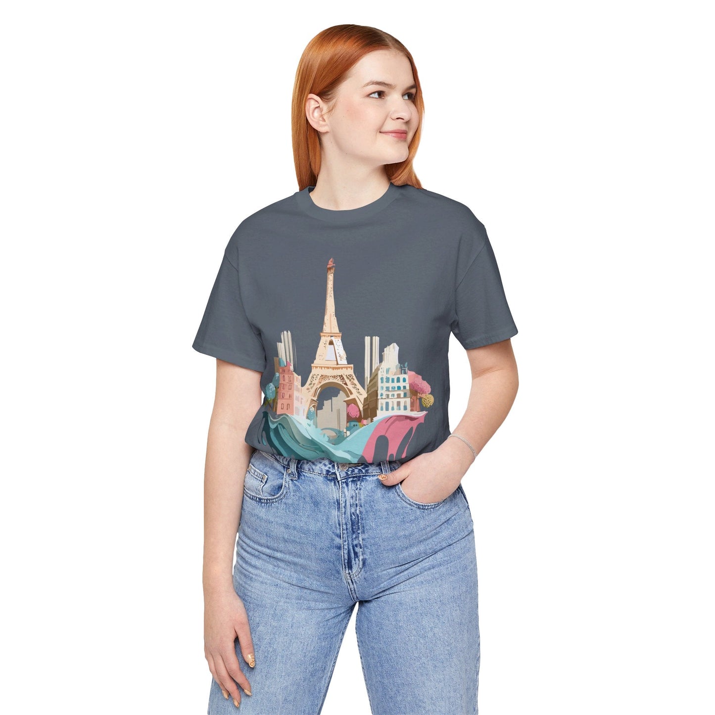 Paris Tourist Shirt Graphic Tee Unisex Jersey Short Sleeve Art Design By Adelpha Vintage Inspired