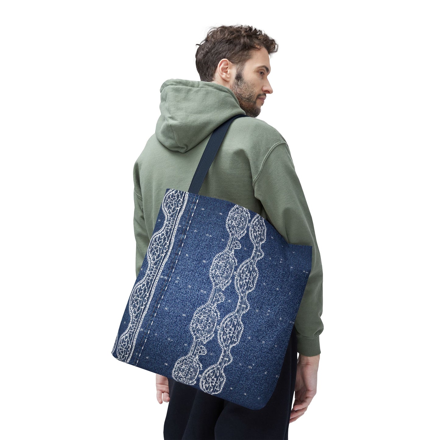 Denim Fabric Imitation Print Unisex Canvas Bag Poly Spun 3 Sizes Tote Bag 106