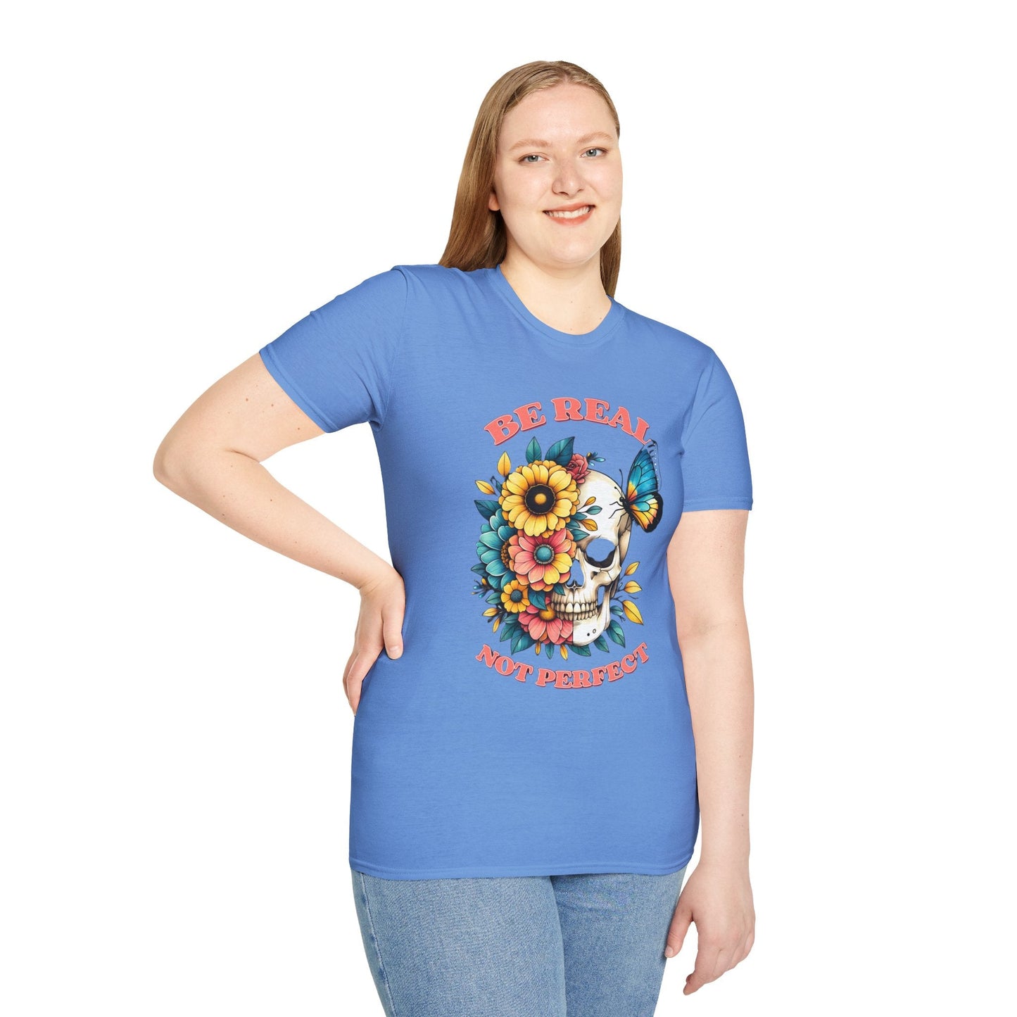 Gildan Skull Tee Shirt Unisex Skeleton Print Tee 100 Percent Ring Spun Cotton Softstyle